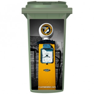 Retro Yellow Petrol Pump Wheelie Bin Sticker Panel